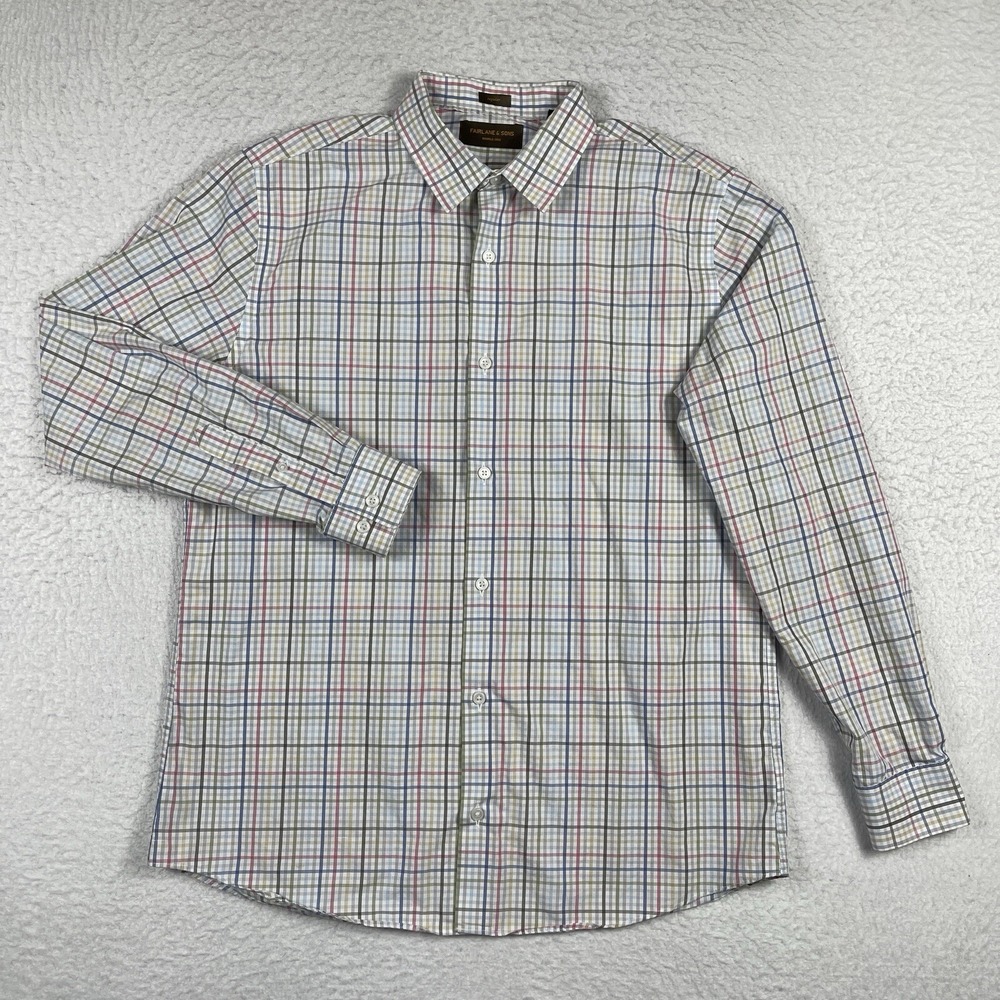 Fairlane & Sons Shirt Mens Large Multicolor Wrinkle Free Casual Preppy Workwear‎